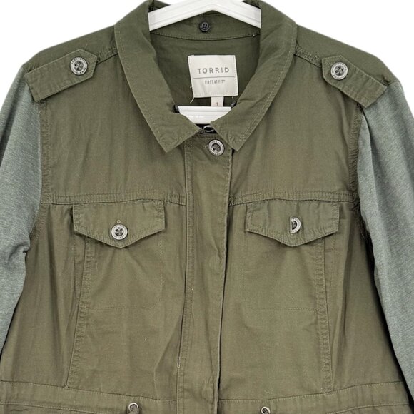 Torrid Womens Drawstring Waist Snap Pocket Green Lightweight Jacket 1 (1X-14/16) - Picture 4 of 10